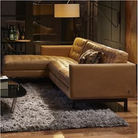 Casual Sectional with Right Arm Chaise and Tufted Seat